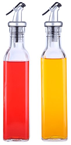 Juego de Aceite y vinagre de Le JUVO. Juego para Aceite, vinagre, Sal y Pimienta, 5 Piezas – Dos de 266ml / 2 de 118ml y Soporte