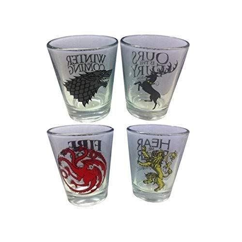 Juego de Tronos - Set de 4 Vasos chupito (SD Toys SDTHBO02075) Game of Thrones Set 4 Vasos Chupito, 22.5 x 6.5 x 6.5 cm, 4 Unidades