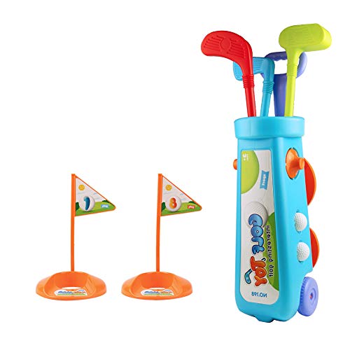 Juegos Aire Libre Mini Golf Trolley Juguete de Jardin Palos de Golf Regalo para Niños 3 4 5 6 Edades Consta de 12 Piezas