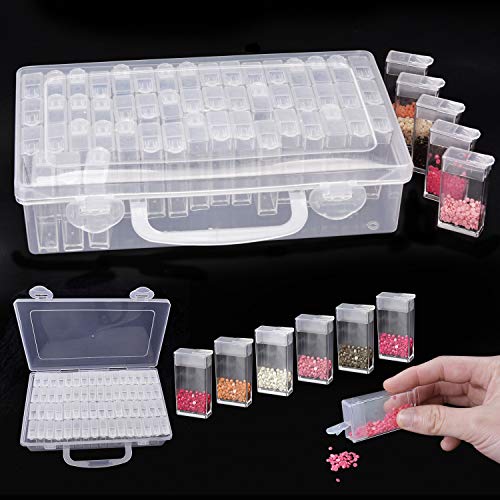 JUSTDOLIFE Caja De Almacenamiento Caja De Pintura De Diamante 64 Rejillas Mini Caja De Bordado De Diamante PortáTil Almacenamiento De Cuentas