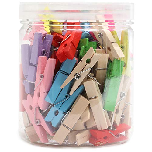 Juvale Pinza de Madera Colorida con chinchetas en Miniatura (1,4 Pulgadas, 8 Colores, 80 Unidades)