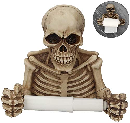 JZDTMMAN Soporte de Papel higiénico de Calavera Retro, Decoraciones de Halloween Montaje en Pared Soporte de Almacenamiento de Rollo de Papel higiénico Soporte Accesorio de baño gótico