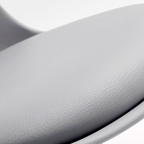 Kave Home - Taburete Alto de Bar Gris Orlando-T con Respaldo, Asiento tapizado en Piel sintética y con pie de Acero