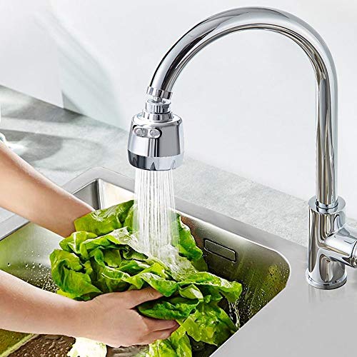 Keleily Difusor Grifo Cocina Aireador Grifo Cocina Aireador de Grifo 360 Grifo de Ahorro de Agua de Modo Doble con Accesorios Completos, Plateado, Medio 16,5cm