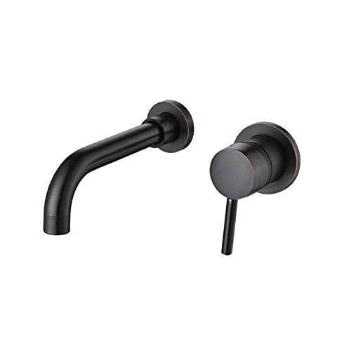 Kelelife Grifo para Lavabo de Pared para Baño y Cocina, Negro Mate