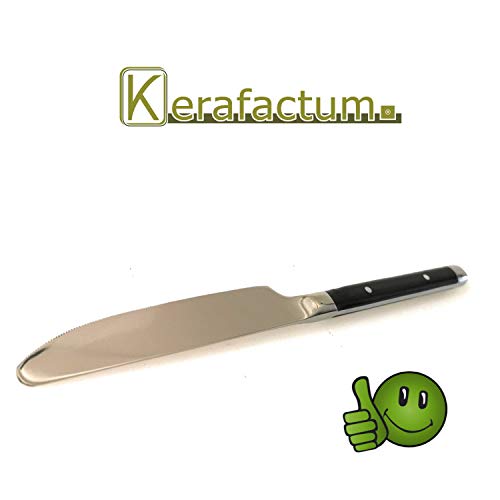 Kerafactum - Juego de 6 cuchillos de mesa Bistro con hoja de sierra y menú, cuchillo de carne, cuchillo de sierra, mango negro, remachado, cuchillo para Meat Knife Camping cubiertos de estilo rústico