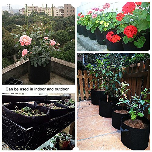 king do way Bolsa de Cultivo de Plantas, 5pcs Maceta de Cultivo de Patatas, Macetas de Tela con Asas y Transpirables, Bolsas para Flores y Verduras para Papas, Tomates y Fresas (5Gallon)