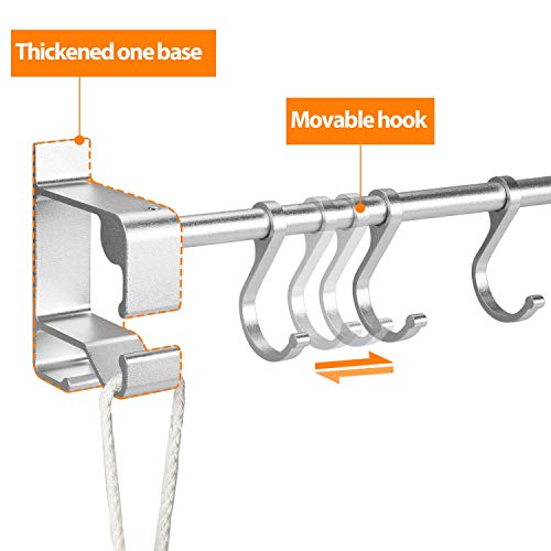 KINLO Baldas Pared Adhesiva Sin Perforar 【Des.Cuento】 Colgador NO SE OXIDARÁ de Aluminio con 9 Ganchos Soporte/Organizador para Utensilios de Cocina/Baño Barra para Ropa/Toalla/Cuchara/Sartén