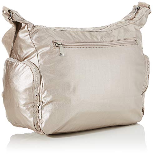 Kipling Gabbie, Bolso bandolera para Mujer, Plateado (Metallic Glow), 35.5 x 30 x 18.5 cm