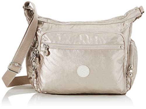 Kipling Gabbie, Bolso bandolera para Mujer, Plateado (Metallic Glow), 35.5 x 30 x 18.5 cm