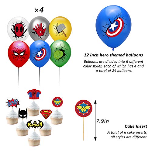 Kit de decoraciones de cumpleaños de superhéroes, globos de látex de superhéroes, pancarta de fiesta de superhéroes, suministros de fiesta temáticos de superhéroes para los fanáticos de los cómics de