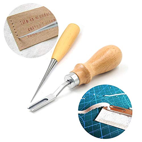 Kit de herramientas de artesanía de cuero Dechengbao 18 piezas, herramienta de bricolaje de artesanía de cuero para coser a mano, estampar y hacer sillines