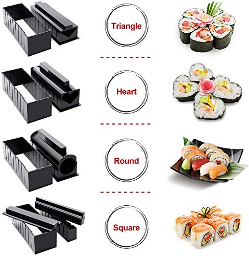 Kit para hacer sushi, 11 unids DIY Sushi Making Kit Roll Sushi Maker Arroz Roll Mold incluyendo Sashimi cuchillo para cocina DIY fácil de usar