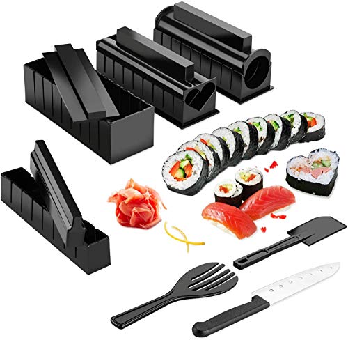 Kit para hacer sushi, 11 unids DIY Sushi Making Kit Roll Sushi Maker Arroz Roll Mold incluyendo Sashimi cuchillo para cocina DIY fácil de usar