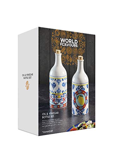 KitchenCraft World of Flavours - Juego de vinagre y botella de aceite, multicolor, 500 ml