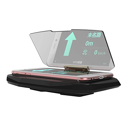 KKmoon 6.5" HUD Head Up Display Coche Porta Soporte Antideslizante Telefono GPS HD Reflector de Imagen,Rotable 360 Grados