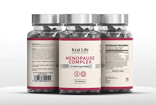 KL Menopausia Capsulas | 90 Capsulas Veganas | 5 Ingredientes Activos: Vitex Agnus Castus, Hoja de Salvia, Lupulo, Trebol Rojo y Cohosh Negro | Para la Salud de las Mujeres | Sin Gluten, OGM o Lacteos