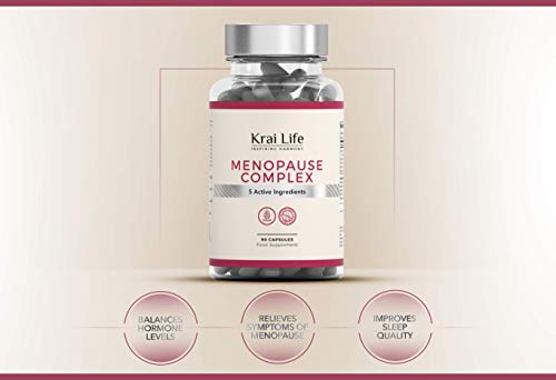 KL Menopausia Capsulas | 90 Capsulas Veganas | 5 Ingredientes Activos: Vitex Agnus Castus, Hoja de Salvia, Lupulo, Trebol Rojo y Cohosh Negro | Para la Salud de las Mujeres | Sin Gluten, OGM o Lacteos