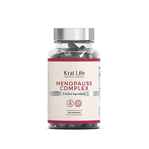 KL Menopausia Capsulas | 90 Capsulas Veganas | 5 Ingredientes Activos: Vitex Agnus Castus, Hoja de Salvia, Lupulo, Trebol Rojo y Cohosh Negro | Para la Salud de las Mujeres | Sin Gluten, OGM o Lacteos