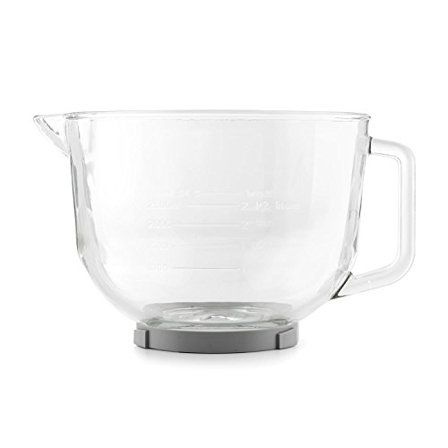 KLARSTEIN Bella Glass Bowl - Bol de cristal, Bol mezclador, Accesorio para robot de cocina Bella 2G y Lucia 2G, 2,5L, Resistente, Indicador litros y mililitros, 24x17x30cm