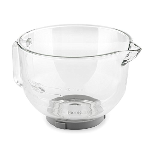 KLARSTEIN Bella Glass Bowl - Bol de cristal, Bol mezclador, Accesorio para robot de cocina Bella 2G y Lucia 2G, 2,5L, Resistente, Indicador litros y mililitros, 24x17x30cm