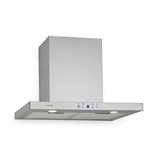 Klarstein Limelight – Extractor de humos, 60 cm, extractor de pared, eficiencia energética de clase A++, extracción, 600 m³/h, 3 niveles de velocidad, iluminación LED, plateado