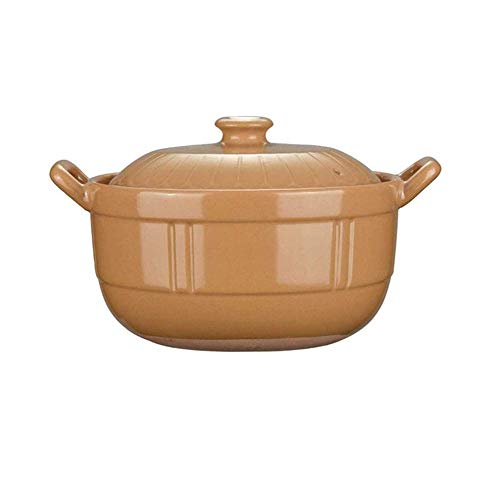 KOIUJ Terracota cazuela Crisol de guisado de Ronda plato de la cazuela con tapa si el ambiente es for uso en el hogar Justo o uso en un profesional Es conveniente for ambos, 1.5L