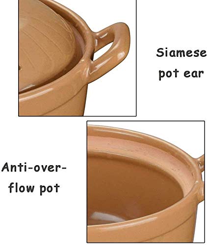 KOIUJ Terracota cazuela Crisol de guisado de Ronda plato de la cazuela con tapa si el ambiente es for uso en el hogar Justo o uso en un profesional Es conveniente for ambos, 1.5L