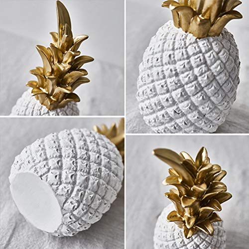 Koowaa Adornos Creativos de Piña Ananas Figura Decoración Artificial Decoración Nórdica Forma de Fruta Dorada Pineapple Decoración de Resina Negro Blanco Hogar Dormitorio Escritorio Deco. S