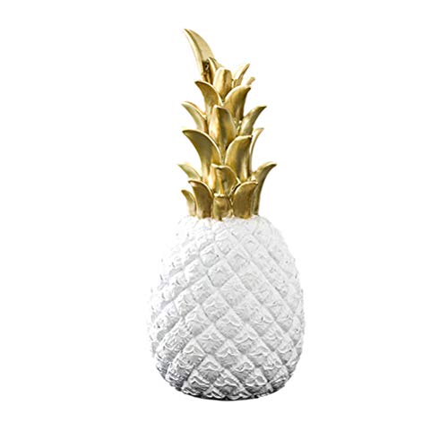 Koowaa Adornos Creativos de Piña Ananas Figura Decoración Artificial Decoración Nórdica Forma de Fruta Dorada Pineapple Decoración de Resina Negro Blanco Hogar Dormitorio Escritorio Deco. S