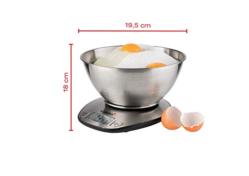 Korona 75880 Mesa Alrededor Báscula electrónica de cocina Acero inoxidable - Báscula de cocina (Báscula electrónica de cocina, 5 kg, 1 g, Acero inoxidable, Mesa, Alrededor)