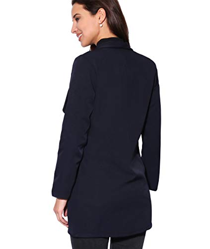 KRISP Blazer Mujer Largo Boyfriend Chaqueta Larga Elegante Talla Grande Boda, (Azul Marino, XS), 5403-NVY-XS