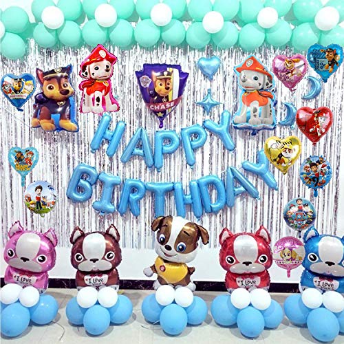 KRUCE 15 PC Paw Dog Patrol Birthday Party Foil Balloons, Paw Dog Patrol Foil Balloons for Kids Gift Fiesta de cumpleaños Suministros Decoración