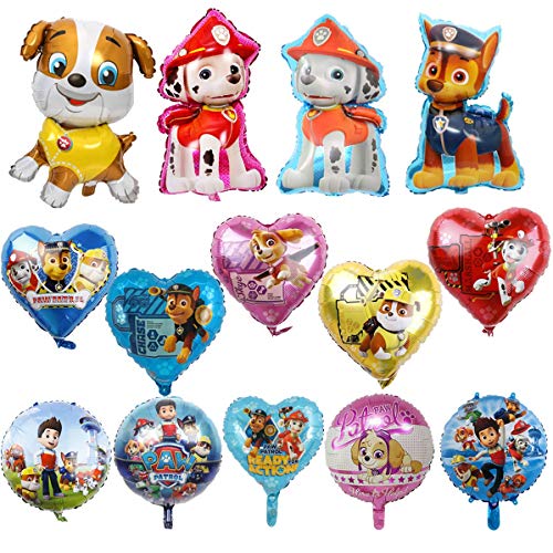 KRUCE 15 PC Paw Dog Patrol Birthday Party Foil Balloons, Paw Dog Patrol Foil Balloons for Kids Gift Fiesta de cumpleaños Suministros Decoración