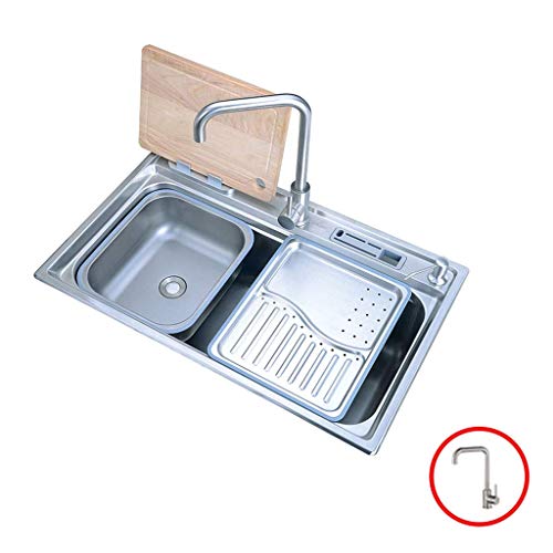 KTDT Fregaderos de Cocina Fregadero de Acero Inoxidable Fregadero de Verduras Limpio Restaurante Vajilla Limpieza Piscina Cocina Limpieza de Piscina (Color: Plata, Tamaño: 78x48x22cm)