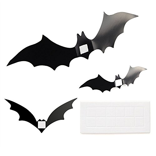 KUUQA Halloween Party Decoración Decalque Wall Sticker DIY PVC 3D Decorativo Murciélagos 24 Piezas