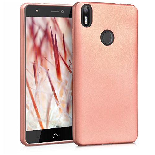 kwmobile Funda Compatible con bq Aquaris X/X Pro - Carcasa móvil de Silicona - Protector Trasero en Oro Rosa Metalizado