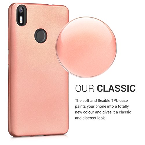 kwmobile Funda Compatible con bq Aquaris X/X Pro - Carcasa móvil de Silicona - Protector Trasero en Oro Rosa Metalizado