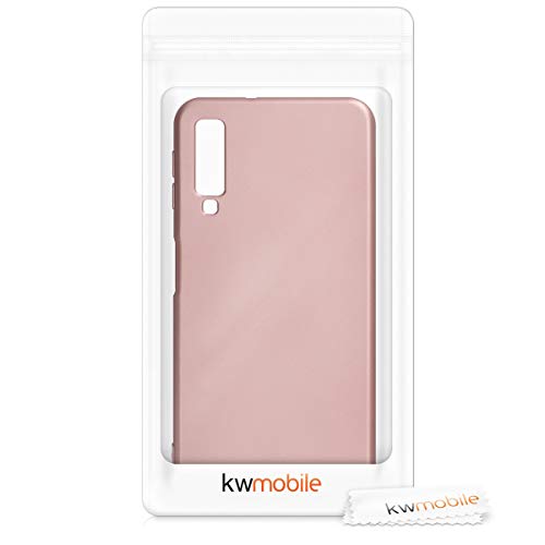 kwmobile Funda Compatible con Samsung Galaxy A7 (2018) - Carcasa móvil de Silicona - Protector Trasero en Oro Rosa Metalizado