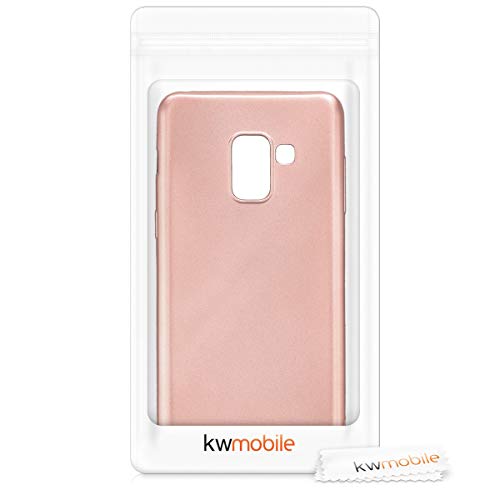 kwmobile Funda Compatible con Samsung Galaxy A8 (2018) - Carcasa móvil de Silicona - Protector Trasero en Oro Rosa Metalizado
