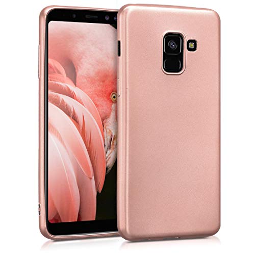 kwmobile Funda Compatible con Samsung Galaxy A8 (2018) - Carcasa móvil de Silicona - Protector Trasero en Oro Rosa Metalizado