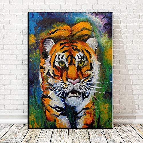 KWzEQ Cuadro En Lienzo Imagen de Arte de Pared de Tigre Colorido decoración del hogar para Carteles de Sala de Estar,30x40cm,Pintura sin Marco