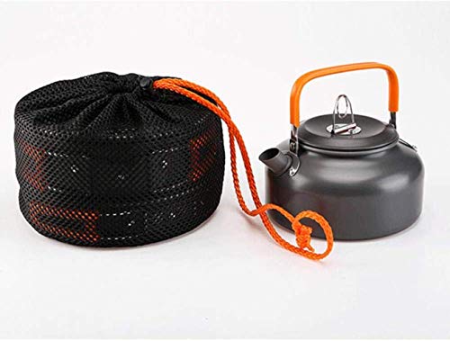 Kyman Conjunto de Aluminio Ligero de cocción Camping, 9 Piezas de Utensilios de Cocina con Tetera, Tetera, Taza, Langosta, Olla y sartén, desplegable de Acero Inoxidable Platos, Verde