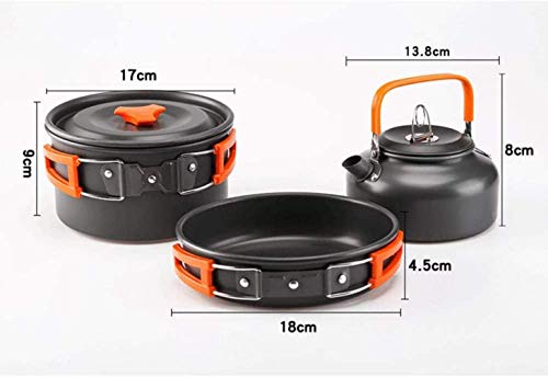 Kyman Conjunto de Aluminio Ligero de cocción Camping, 9 Piezas de Utensilios de Cocina con Tetera, Tetera, Taza, Langosta, Olla y sartén, desplegable de Acero Inoxidable Platos, Verde