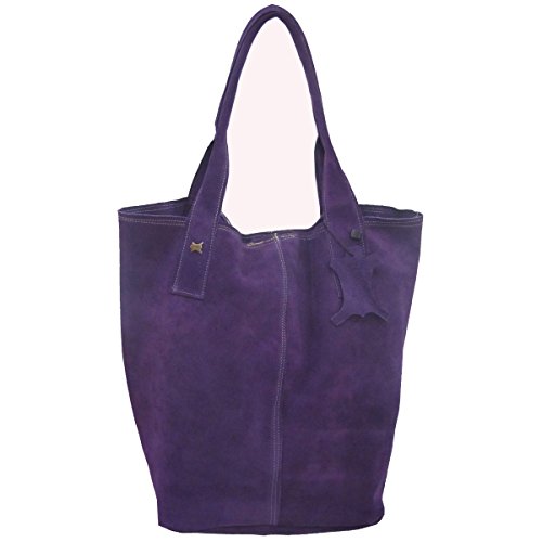 La Auténtica BAG1 - Bolso serraje afelpado viola