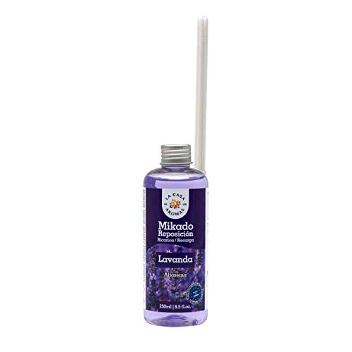 La Casa de los Aromas, Set de 6 x 250ml Ambientadores Mikado Lavanda para Reposición con Varillas, Difusor Líquido de Aroma Lavanda, Perfume Duradero para el Hogar, Baño, Casa - 6x250 ml