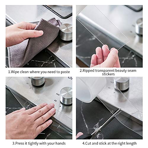 La cinta de sellado autoadhesiva mreechan, 2 rollos de cinta adhesiva impermeable y resistente al moho se pueden usar en fregaderos de cocina, inodoros de baño, juntas de pared, etc.