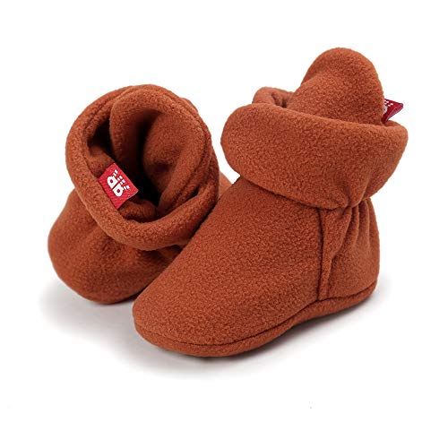 Lacofia Zapatos de calcetín de bebé Invierno Botas Antideslizantes de Suela Blanda para bebé niño o niña marrón 0-6 Meses