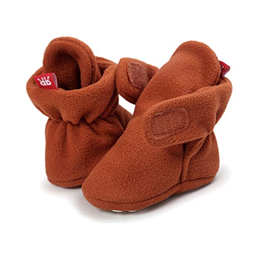 Lacofia Zapatos de calcetín de bebé Invierno Botas Antideslizantes de Suela Blanda para bebé niño o niña marrón 0-6 Meses