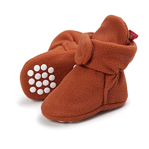 Lacofia Zapatos de calcetín de bebé Invierno Botas Antideslizantes de Suela Blanda para bebé niño o niña marrón 0-6 Meses